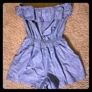 Denim print romper